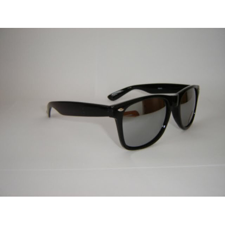 Ochelari de soare Wayfarer negri cu lentile oglinda